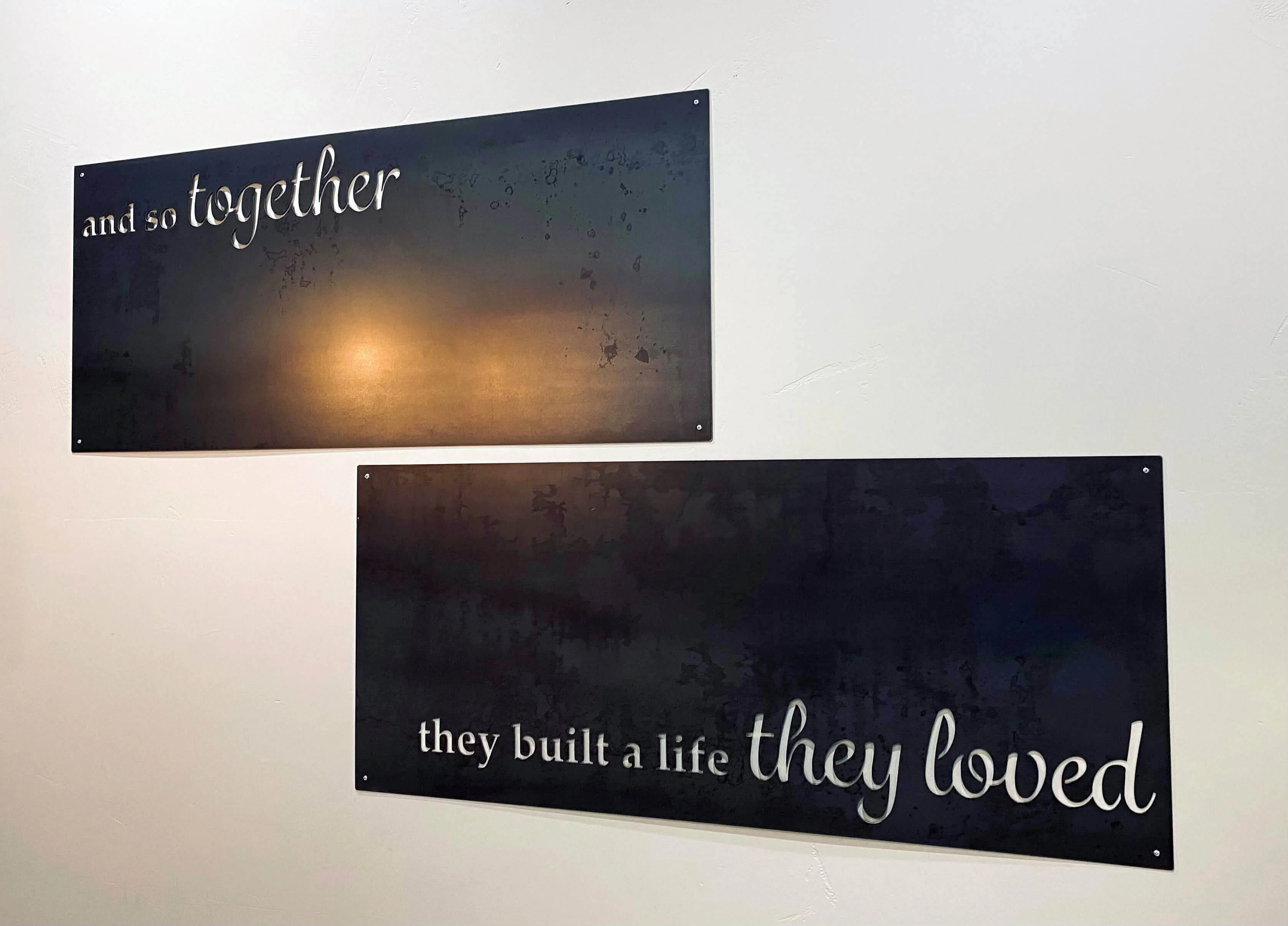 Two-piece Metal Display Board 'and so together they built a live they loved' | #1223 Questions & Answers